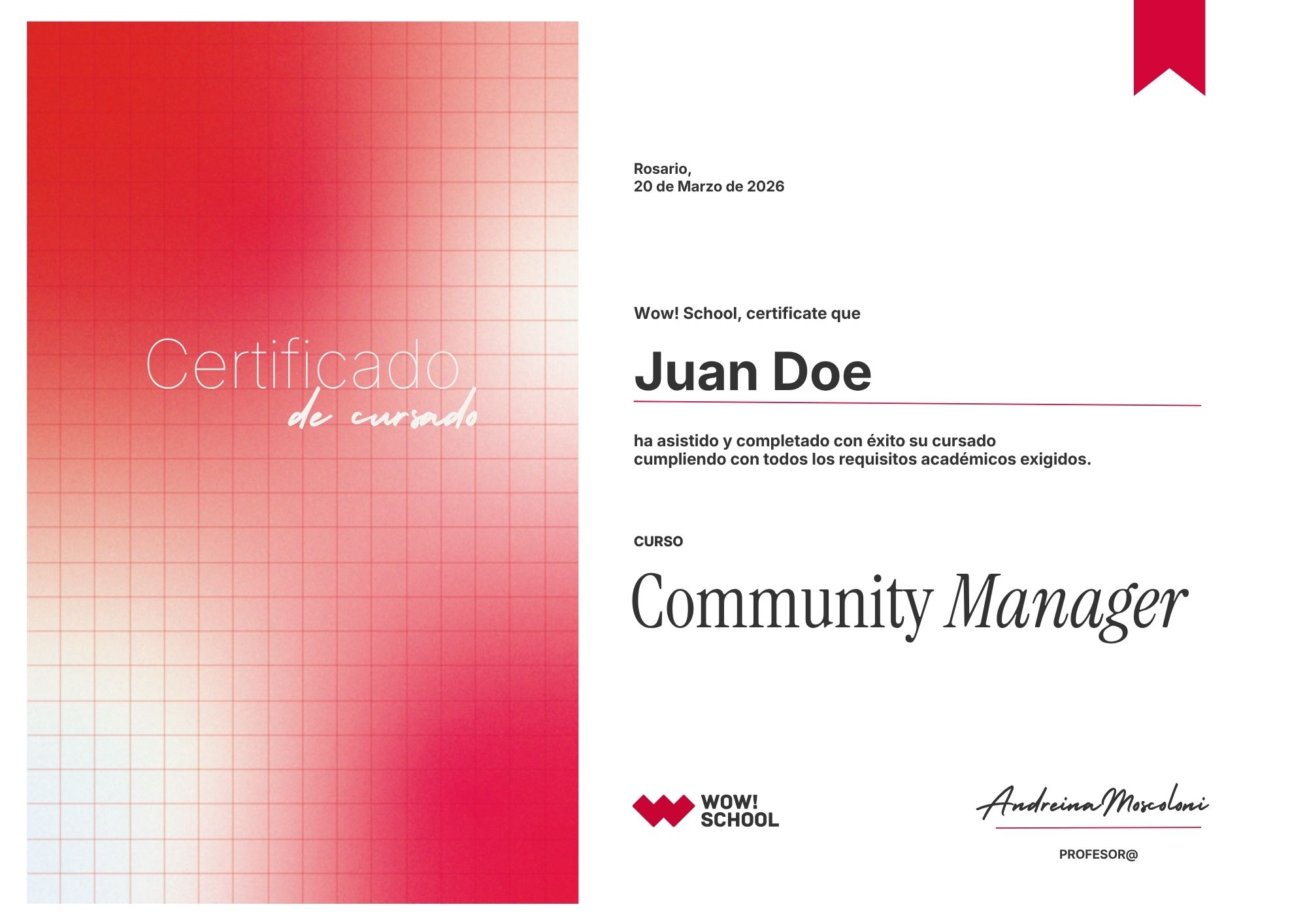 Certificado WOW School